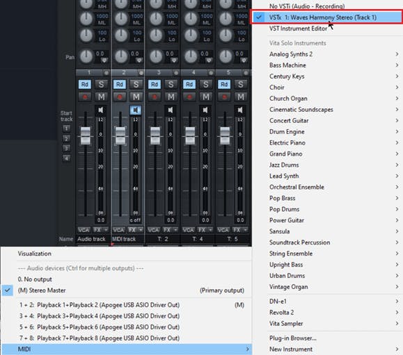 Route the output of the MIDI track to the plugin’s input